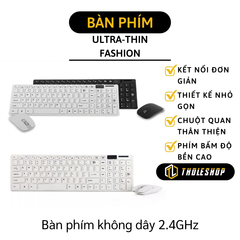 Bàn Phím Không Dây - Bộ Bàn Phím Và Chuột Không Dây Ultra - Thin Fashion Mẫu Đẹp 1060