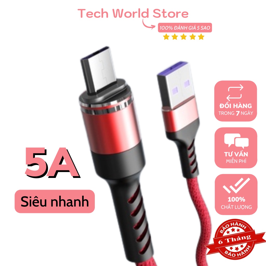 Dây cáp sạc nhanh 5A ,Samsung type C,Micro USB,dây cáp sạc ĐT Pin dự phòng tai nghe bluetooth