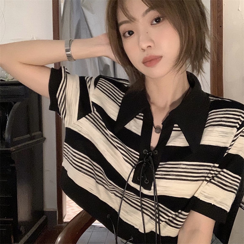 Áo Thun polo Ngắn Tay Phong Cách Harajuku Thời Trang Dành Cho Nữ