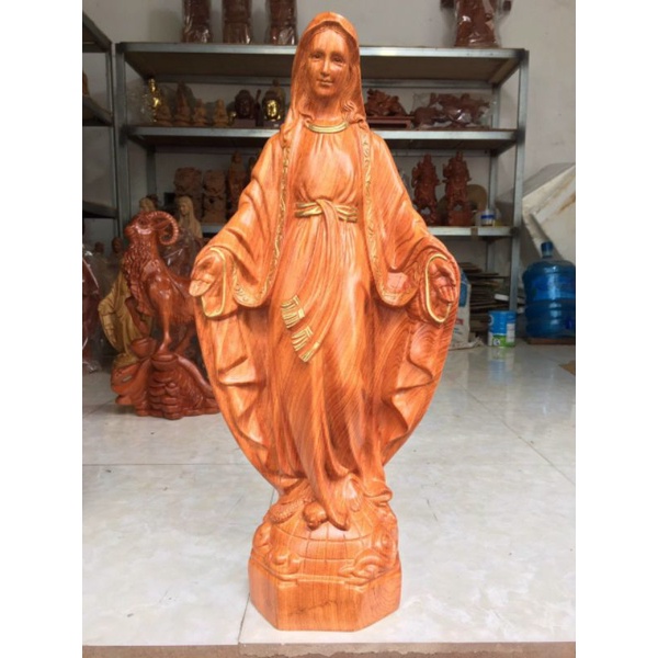 Tượng đức mẹ ban ơn bằng gỗ hương cao 40 cm