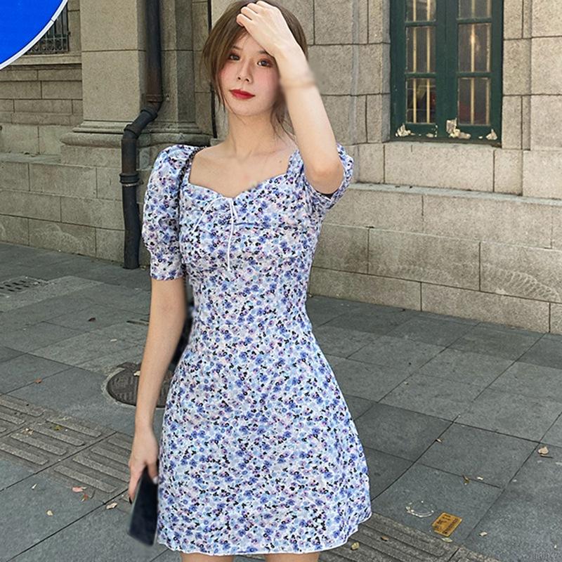 Đầm body tay ngắn họa tiết hoa thời trang Hàn Quốc