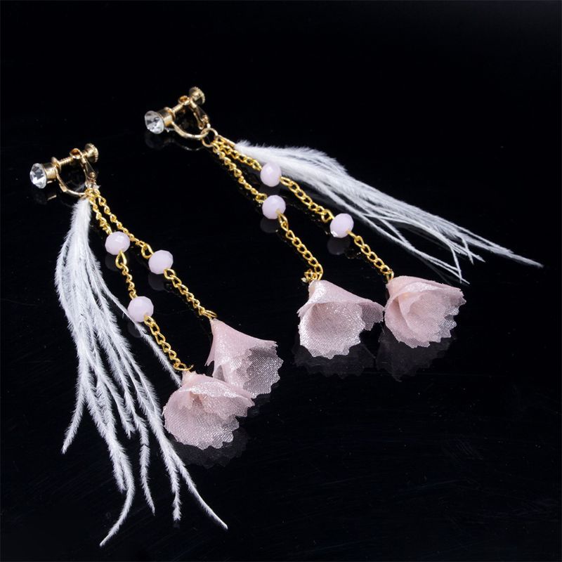 Set Bông Tai Và Băng Đô Hoa Hồng Đính Ngọc Trai Giả Cho Cô Dâu