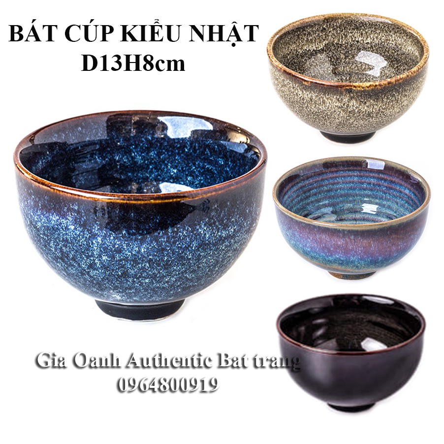 BÁT CÚP KIỂU NHẬT D13H8cm Men hỏa biến cao cấp - xưởng gốm sứ gia Oanh authentic bat trang