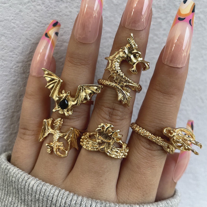 Set 5 Nhẫn Đeo Khớp Ngón Tay Phong Cách Vintage Cho Nam Nữ