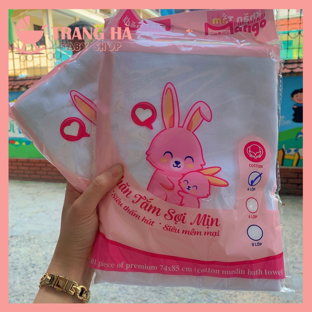 Khăn Tắm Xô Sợi Mịn Marigo Vải Cotton 4 Lớp, Khăn Tắm Xuất Nhật Siêu Mềm Thấm Hút Tốt An Toàn Cho Bé Sơ Sinh