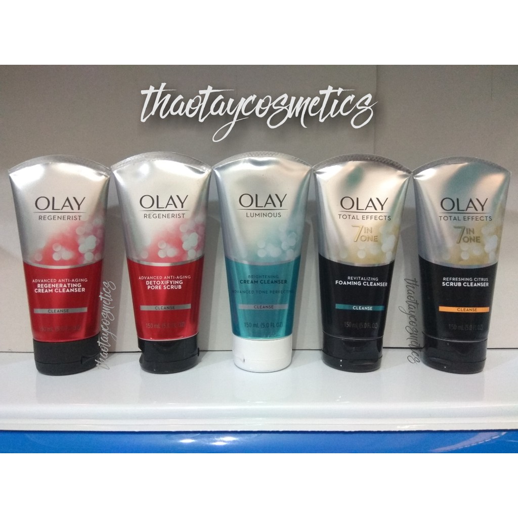 [Hàng Mỹ] Sữa rửa mặt Olay Regenerist / Luminous / Total Effects Face Cleanser dạng tuýp (150ml)