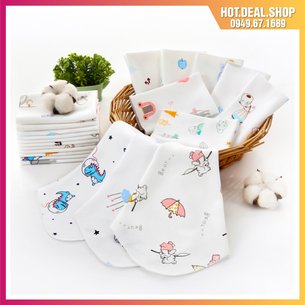 Set 5 khăn sữa cho bé vải cotton cao cấp, size 25cm x 25cm, khăn sữa cho bé sơ sinh mềm mại, an toàn thấm hút tốt