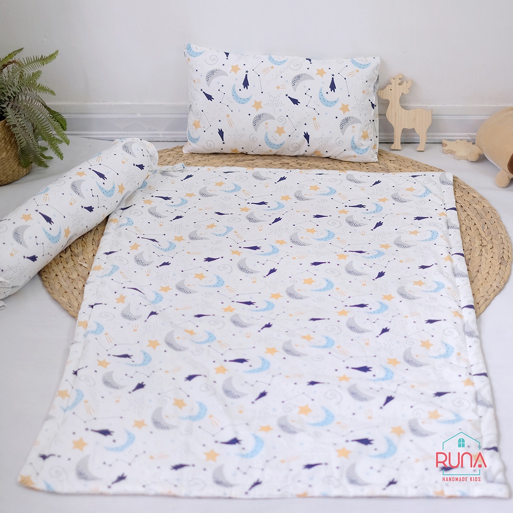 Combo chăn gối đi học cho bé Mẫu Giáo Runa Kids chất liệu cotton Hàn 100% cao cấp thoáng mát an toàn cho làn da của bé