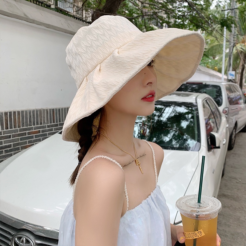 Mũ Rộng Vành Chống Tia Uv Màu Đen Thời Trang Mùa Hè Có Thể Gấp Gọn Cho Nữ
