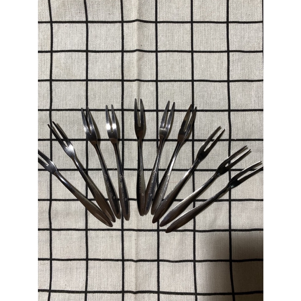 Bộ 10c Dĩa Trơn Ăn Hoa Quả Loại 2 Răng Kt: 13x1cm (ảnh thật)