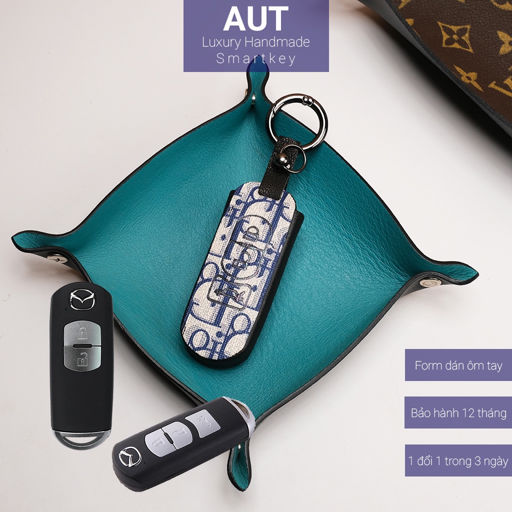 Ốp da chìa khóa ô tô Mazda Cx5 Cx8 2 3 6 form thon Dior handmade MM AD
