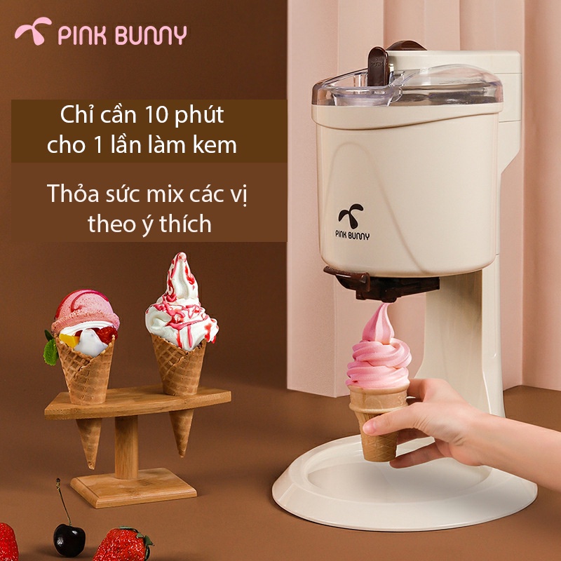 MÁY LÀM KEM SIÊU TIỆN LỢI PINK BUNNY CHỈ 10 PHÚT ĐÃ CÓ 1 CHIẾC KEM MIX VỊ THEO Ý MUÔN ⚡