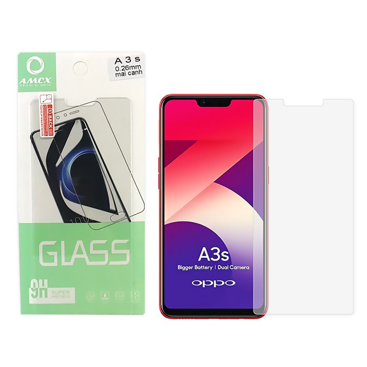 KÍNH CƯỜNG LỰC OPPO A3S/ OPPO F7 trong suốt cao cấp, tặng giấy lau màn hình