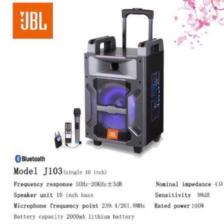 Loa kéo di động jbl 103 bass 25cm 2 mic không dây