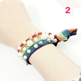 Dây buộc tóc màu sắc thổ cẩm đính hạt