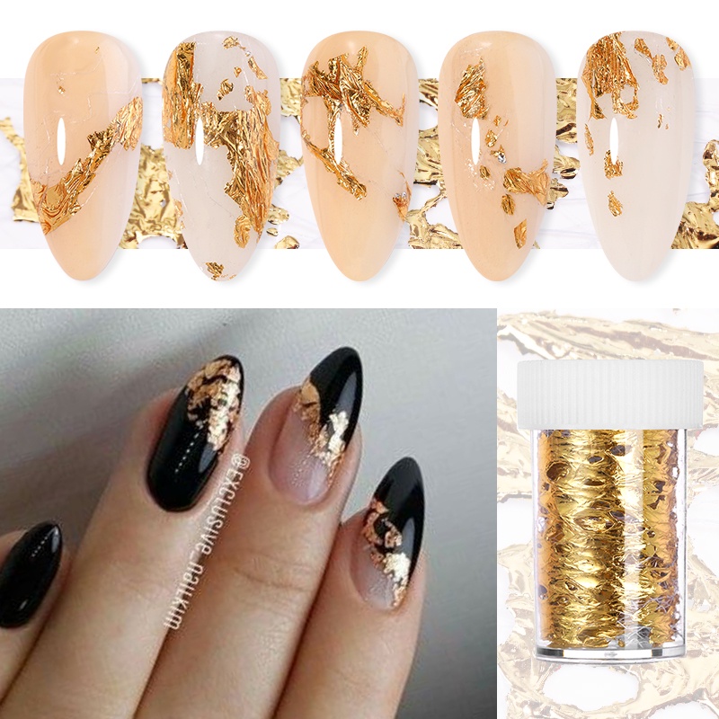 Miếng dán UR SUGAR trang trí móng tay 3D kiểu lưới màu vàng/ bạc