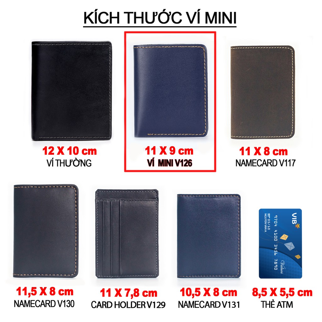 Ví mini nam V116 cao cấp- Ví nam nhỏ gọn da bò Nappa, 2 màu lựa chọn-Da thật, thương hiệu Bụi leather-BH 24 tháng