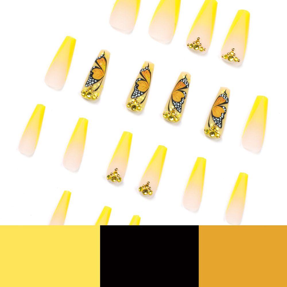 Bộ 24 Móng Tay Giả Dài Màu Hồng Họa Tiết Rắn / Trái Tim Độc Đáo