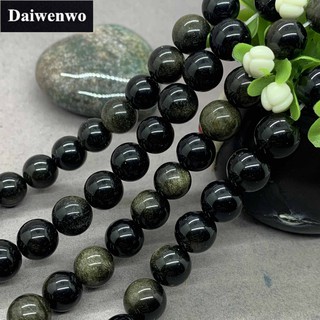 Chuỗi hạt đá Obsidian tròn 4-16mm xỏ lỗ làm đồ trang sức