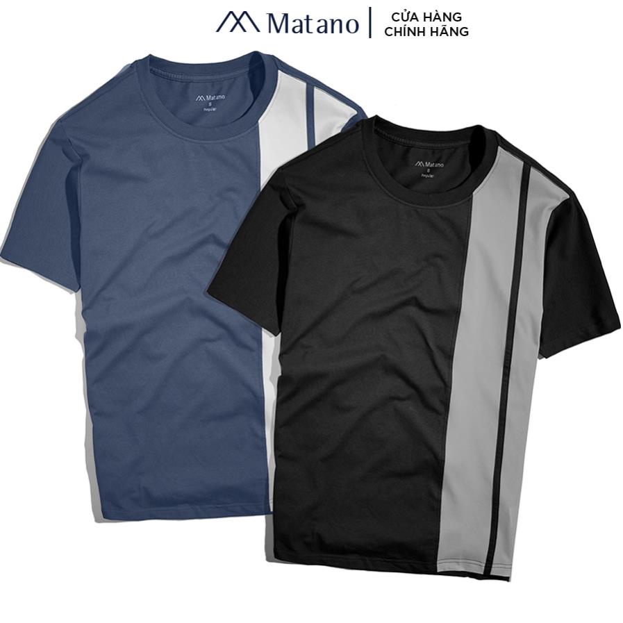 Áo thun nam cổ tròn phối dọc MATANO 062 - Áo phông nam ngắn tay đơn giản dễ mặc vải cotton 4 chiều đẹp giá rẻ !