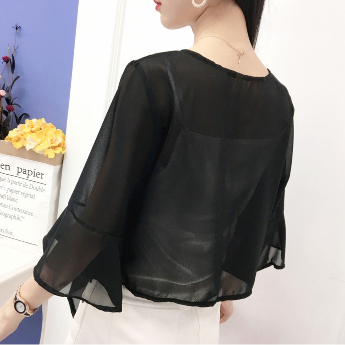 Áo Khoác Voan Mỏng Ngắn Tay Chống Nắng Thời Trang Mùa Hè Dành Cho Nữ