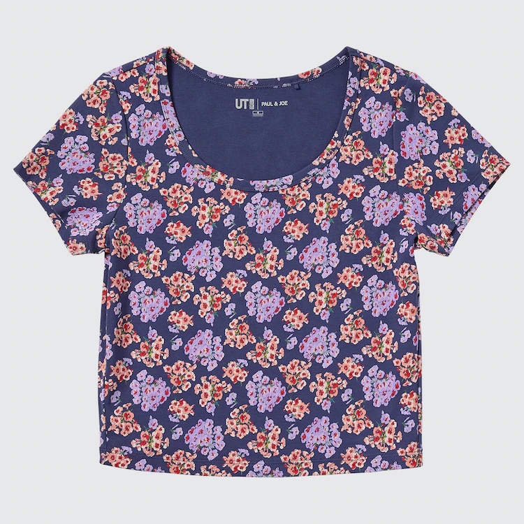 Áo thun UT dáng croptop họa tiết hoa cỏ - Uni Nhật