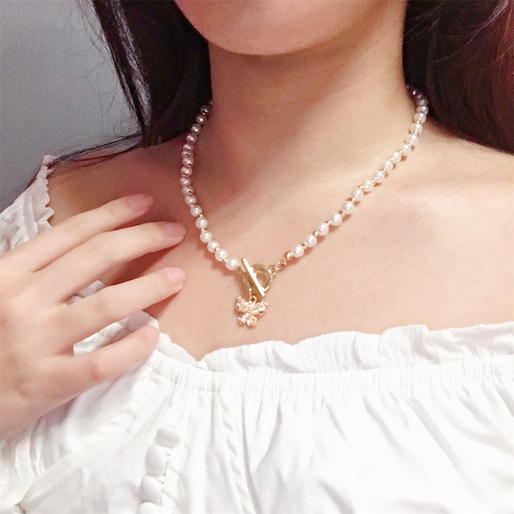 Dây chuyền ngọc trai mặt hình bướm thanh lịch nữ tính
