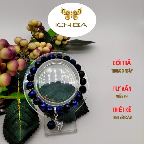 Vòng tay chuỗi hạt xanh đen 8mm