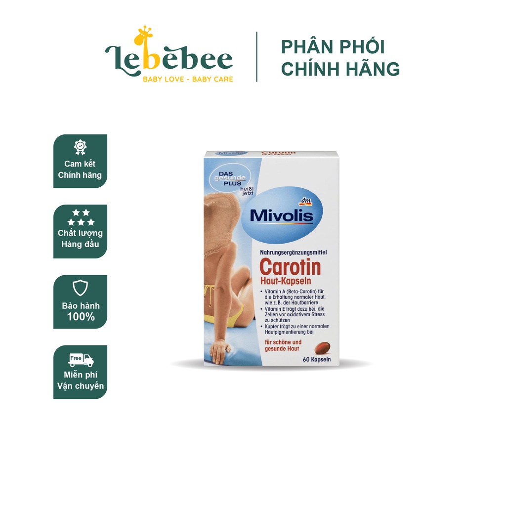 Viên uống chống nắng Carotin Mivolis (nội địa Đức) 60v
