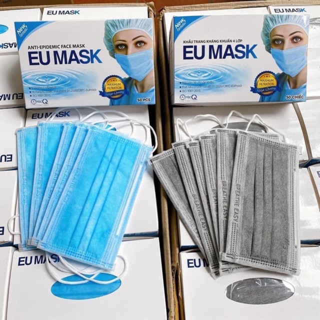 Khẩu trang y tế 4 lớp Hộp 50 cái EU MASK