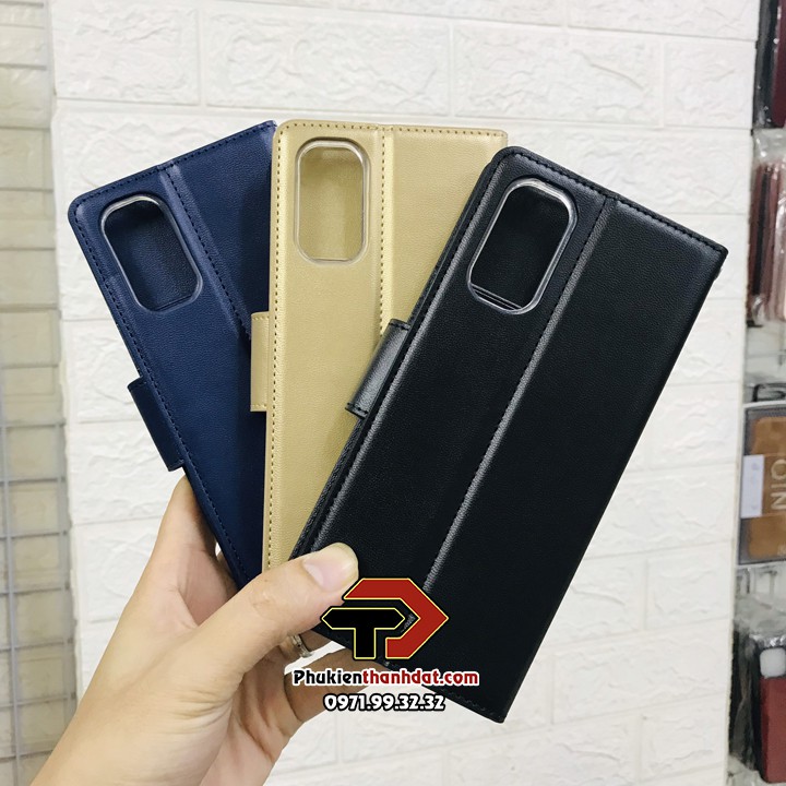 Bao da dạng ví OPPO Reno4, Reno4 Pro chuẩn bản Việt Nam hiệu Hanman có quai cài