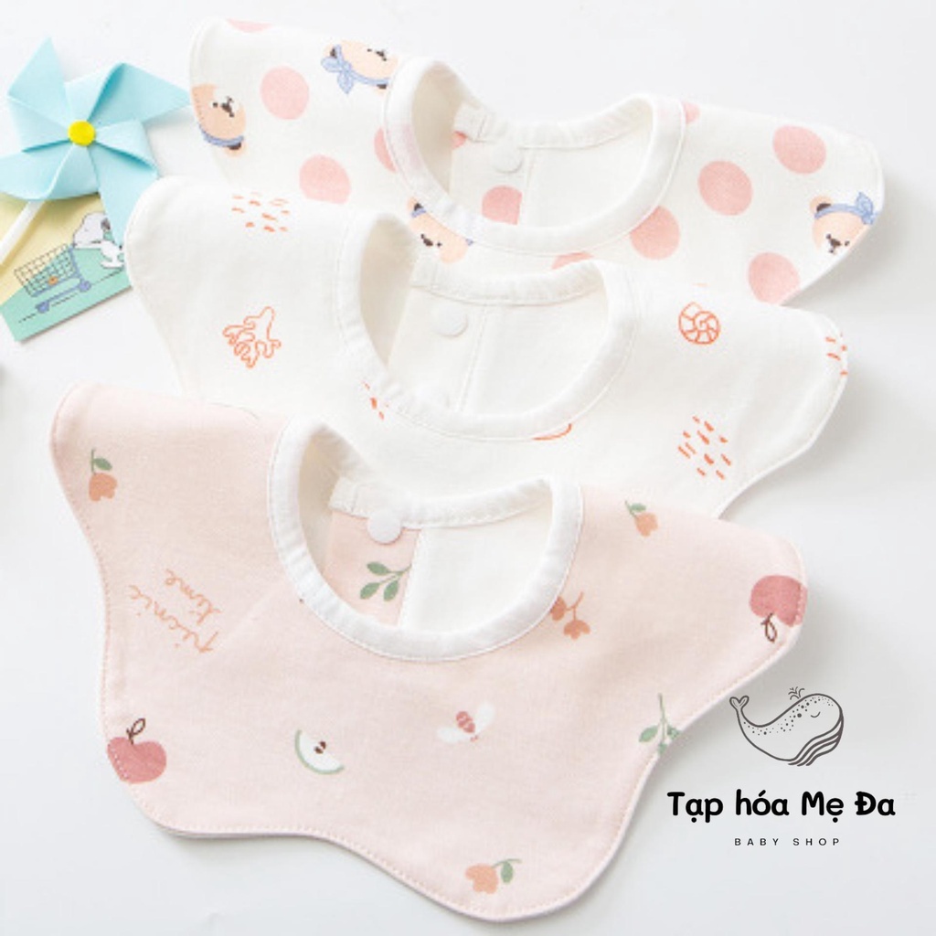 Bộ 3 yếm tròn xoay 360 độ 100% cotton chống thấm cho bé an toàn mềm mại không hầm bí nhiều mẫu họa tiết dễ thương