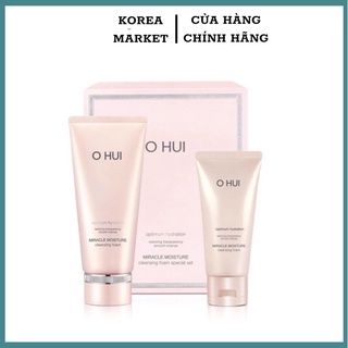 Set Sữa Rửa Mặt Ohui Hồng Miracle Moisture Cleansing Foam Làm Sạch Dịu Nhẹ Cho Da