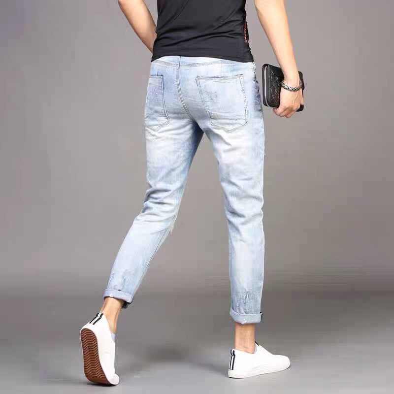 Quần Nam jean ống côn body rách gối co giãn giá rẻ còn được freeship 06
