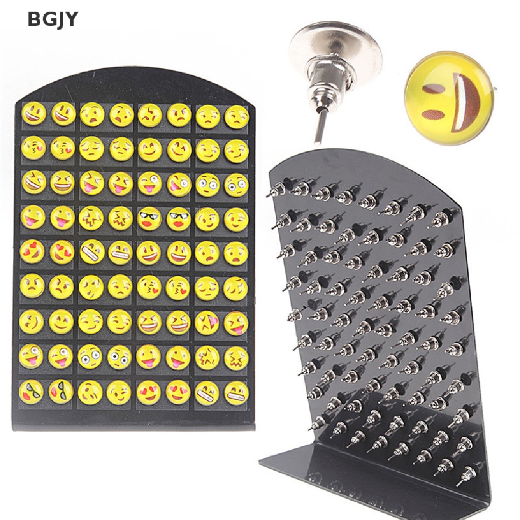 Set 36 Đôi Khuyên Tai Tròn Hình Mặt Cười Emoji Dễ Thương Mới