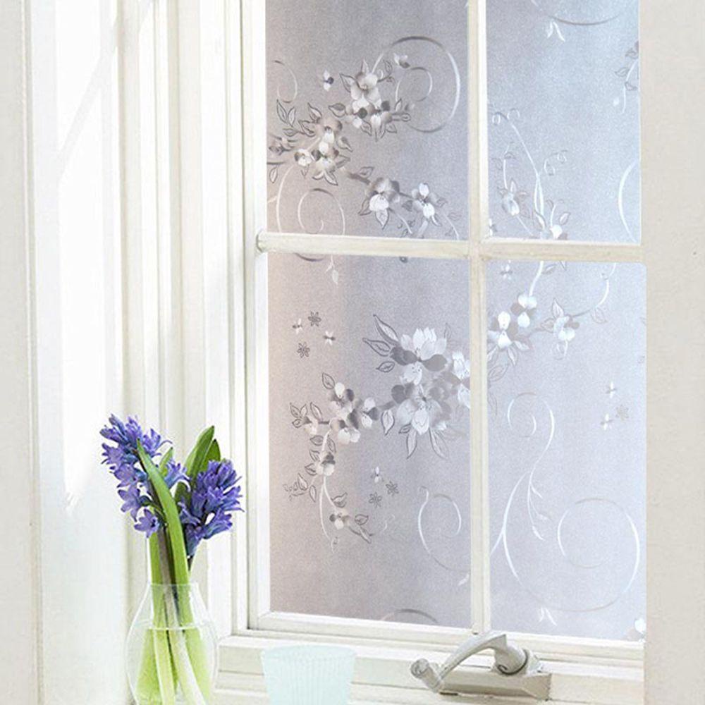 LONTIME Sticker Dán Cửa Sổ Tĩnh Điện Chống Nước Họa Tiết Hoa 3D