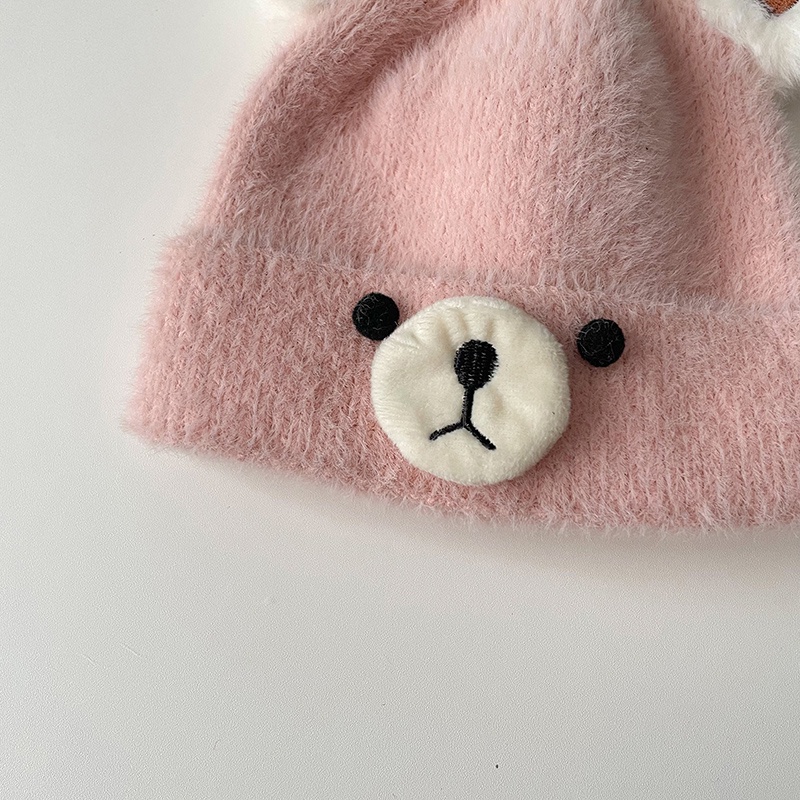 Mũ Len Giữ Ấm Tai Gấu Dễ Thương Cho Trẻ Sơ Sinh