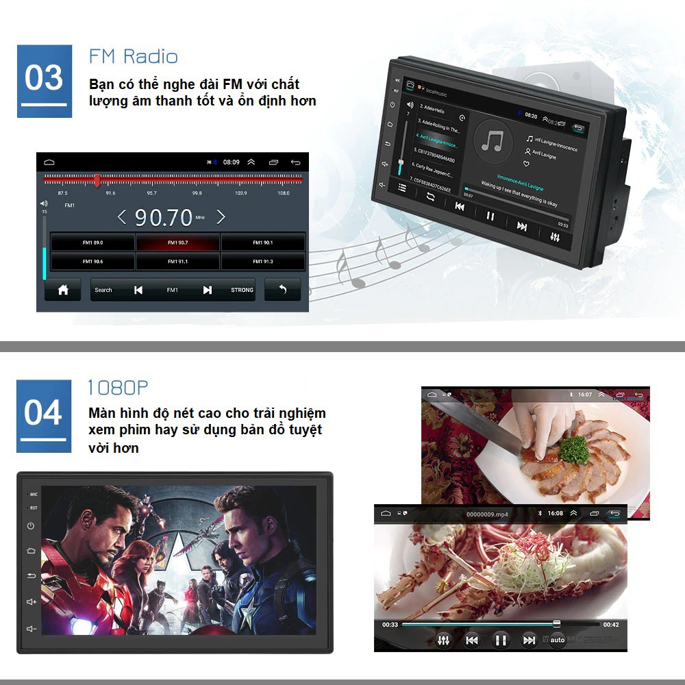 (Hỗ trợ tiếng Việt) Màn hình ô tô 7 inch chạy Android 9.1 có tiếng Việt tích hợp phần mềm chỉ đường
