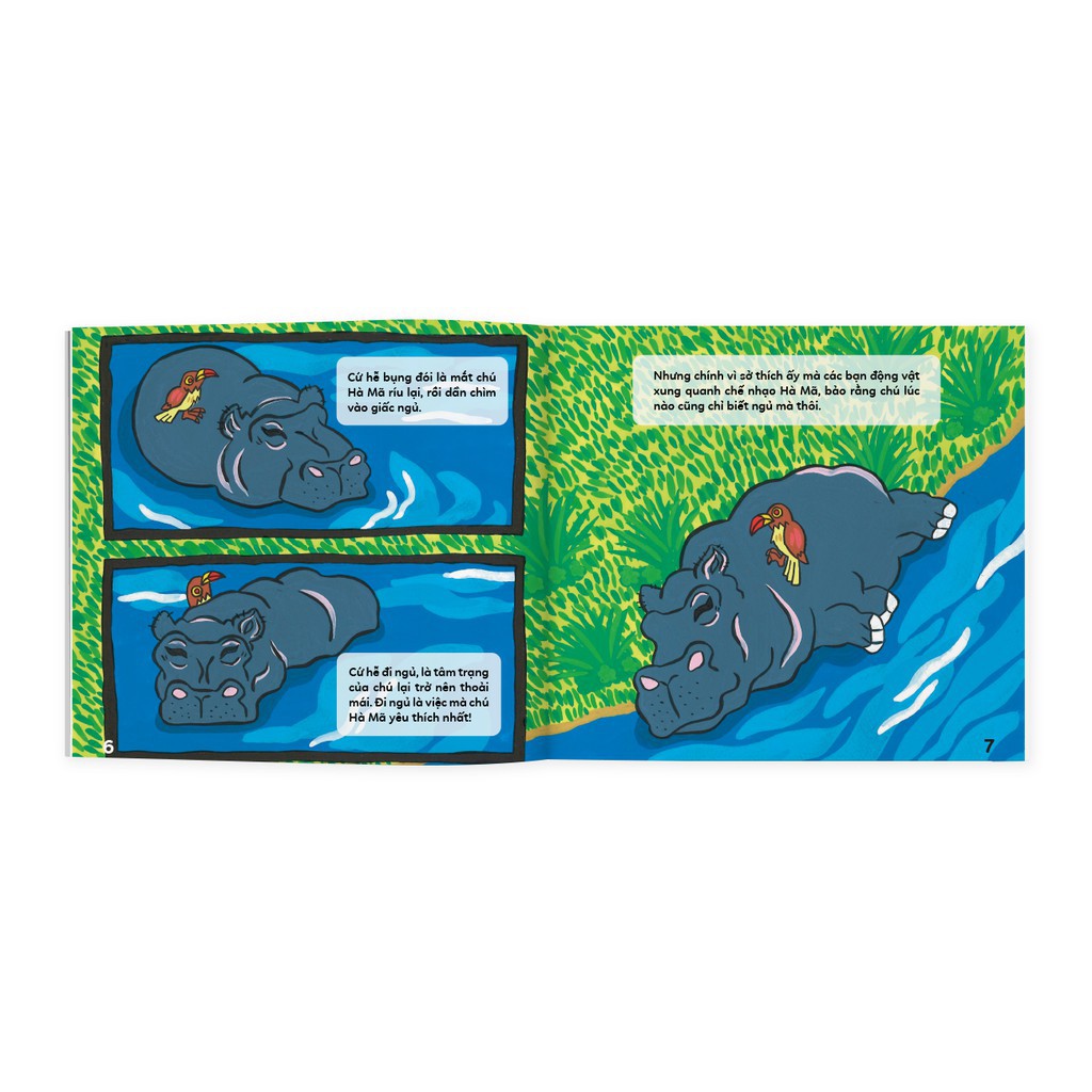 Sách Ehon Nhật Bản - Hà Mã Ham Ngủ - Dành cho trẻ từ 0 - 6 tuổi.