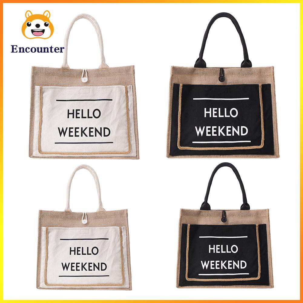 Women Linen Tote Female Casual Shoulder Bags Fashion Lady Print Handbags  ○encounter○