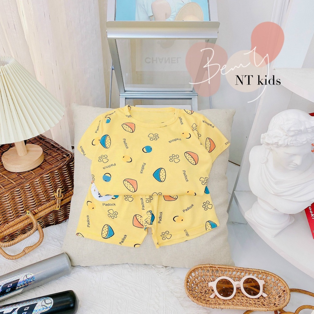 Bộ Cộc Tay MINKY MOM Vải Thun Lạnh Mềm Mịn, Họa Tiết In Tràn Thân Cho Bé Trai Từ 7 – 17kg