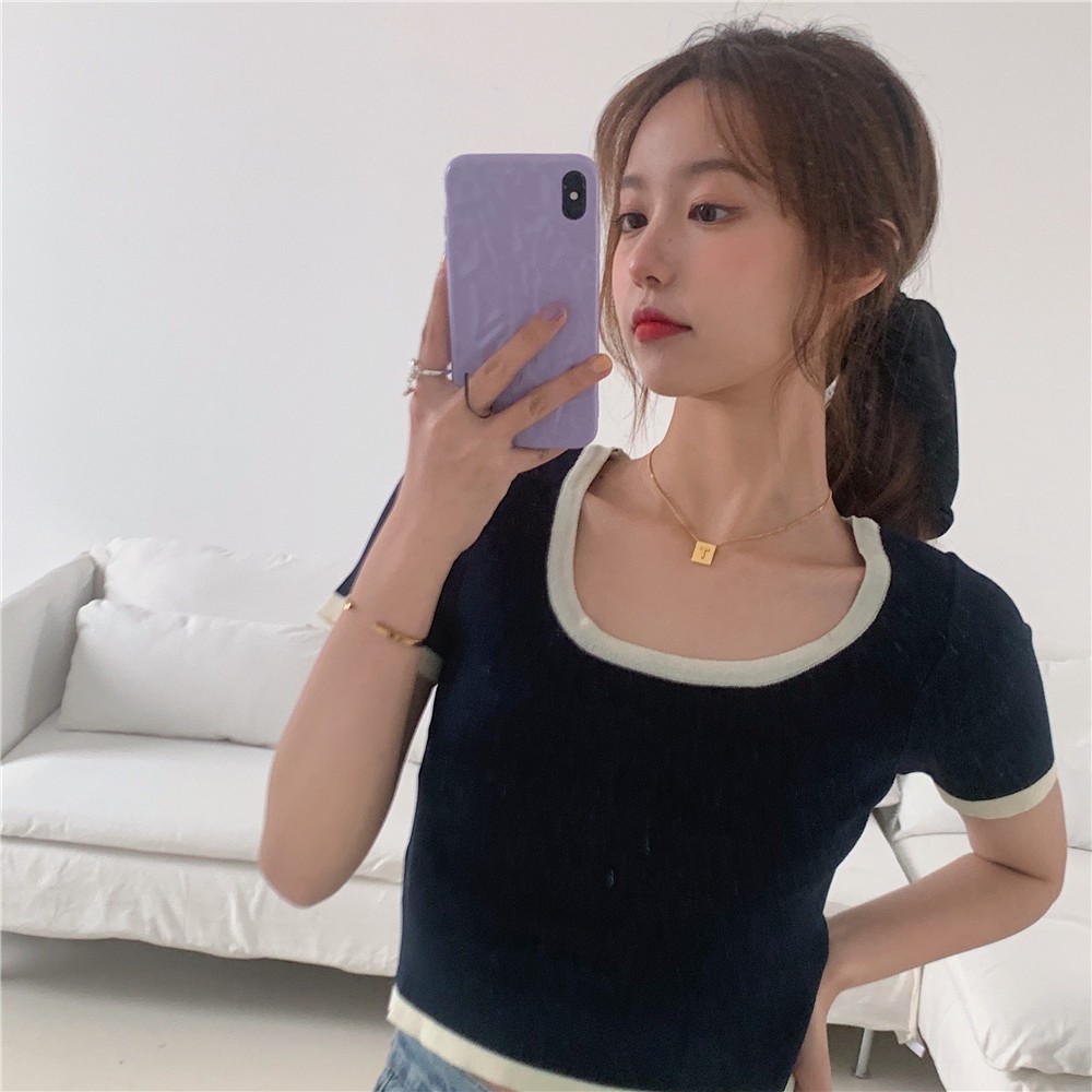 Áo len tăm nữ cổ tròn ulzzang Hàn Quốc 💖 Áo nữ len tăm cổ tròn có viền ôm body cao cấp C38 - Maoshop