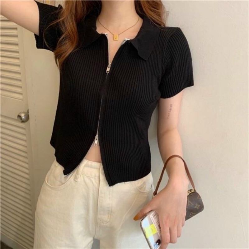 Áo cổ trụ dây kéo 2 đầu
