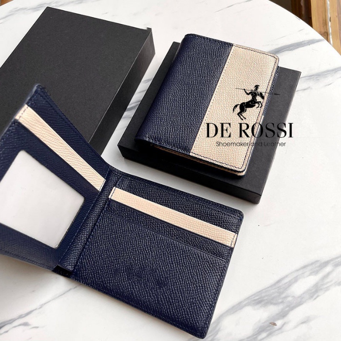 Ví da cao cấp wallet dáng ngang trẻ trung phối màu phong cách hàn quốc [ khắc tên theo yêu cầu ]