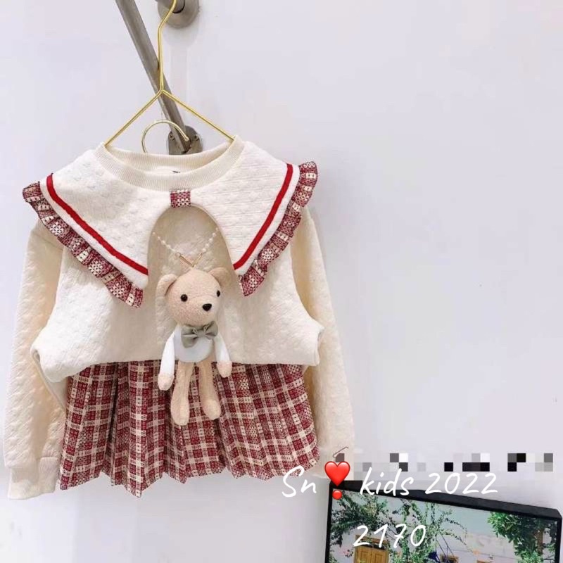 Set áo phối cv caro sn kids cho bé gái