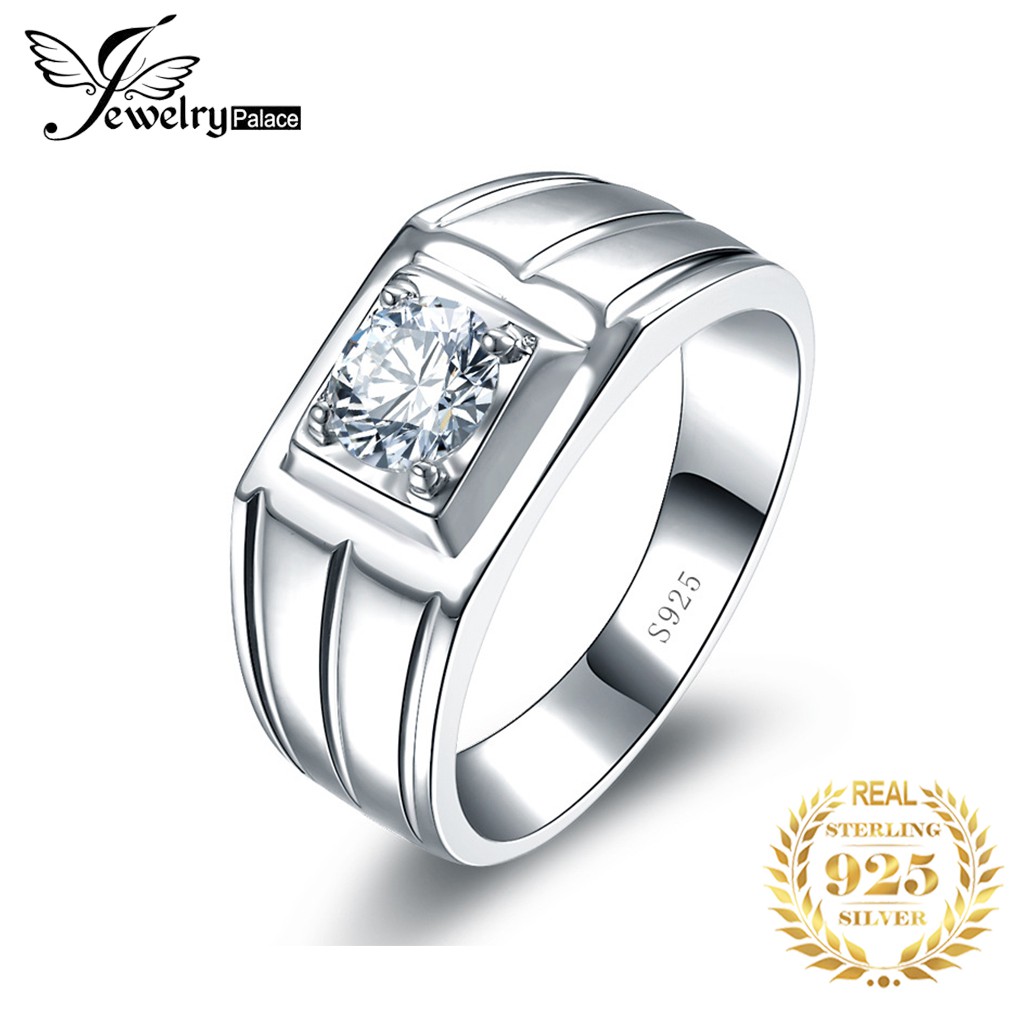 Nhẫn bạc 925 dành cho nam đám cưới với kim cương có thể điều chỉnh nhẫn trang sức thời trang