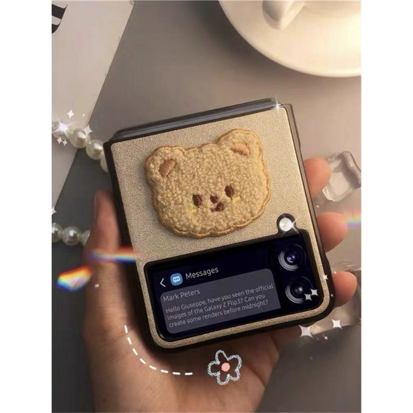 [HÀNGSẴN] Ốp da Z Flip 3 / Z Flip 4 Gấu Boom cực dễ thương cho - hàng design xịn