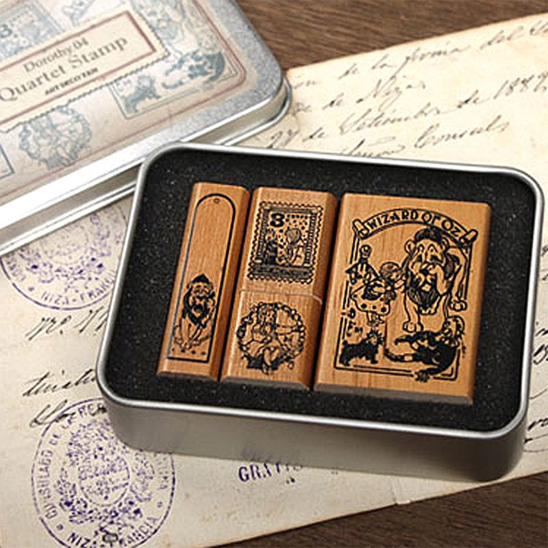 Bộ Con Dấu Bằng Gỗ Phong Cách Vintage Dùng Trang Trí Sổ Tay DIY