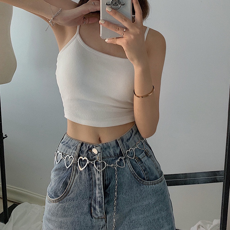 Dây Xích Đeo Thắt Lưng Họa Tiết Trái Tim Đơn Giản Phong Cách Hip Hop Cá Tính