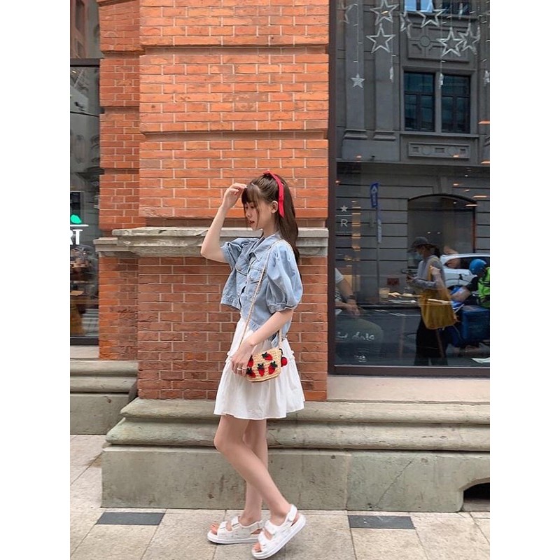 Chân Váy Ngắn 🌸Chân Váy Xòe 2 Tầng Ngắn Chất Đũi Đen | Trắng | BigBuy360 - bigbuy360.vn